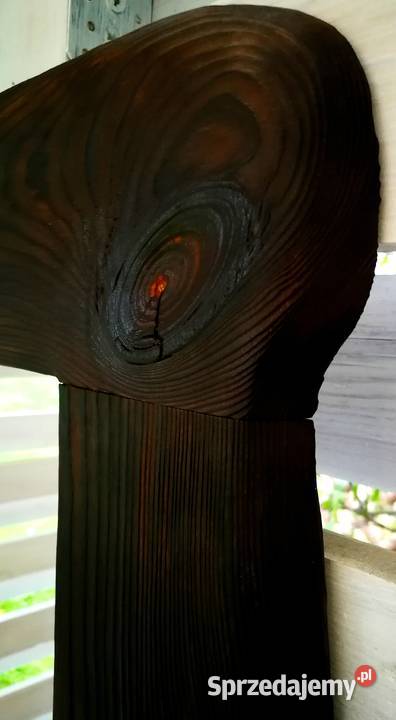 Lustro drewniane vintage opalone postarzone odcienie brązowego Radków