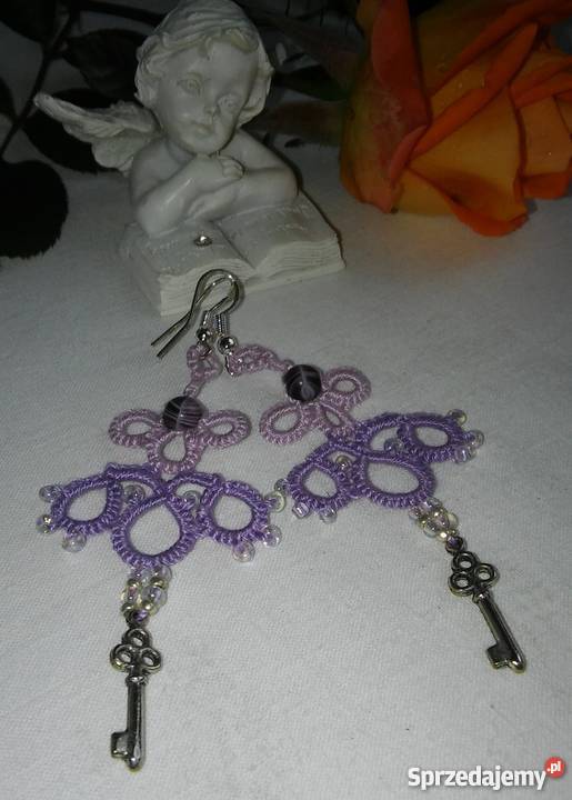 Kolczyki Frywolitkowe małopolskie Wiśniowa