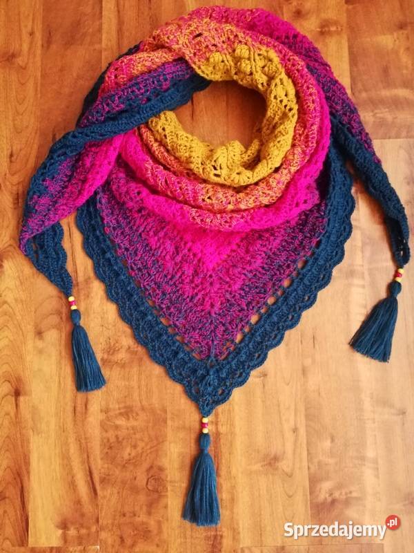 Chusta Ombre miodowyfuksjamorska rękodzieło Dodatki Skarżysko-Kamienna