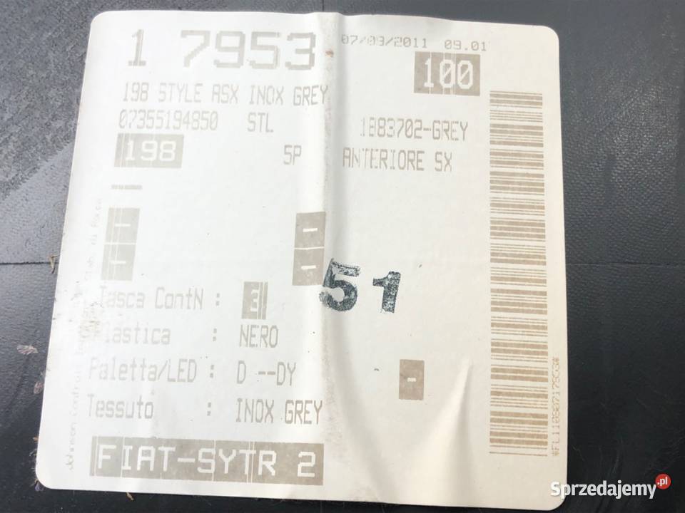 BOCZEK DRZWI LEWY PRZÓD FIAT BRAVO II Hatchback Motoryzacja