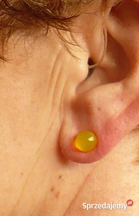 kolczyki srebrne sztyfty z żółtym agatem Suwałki