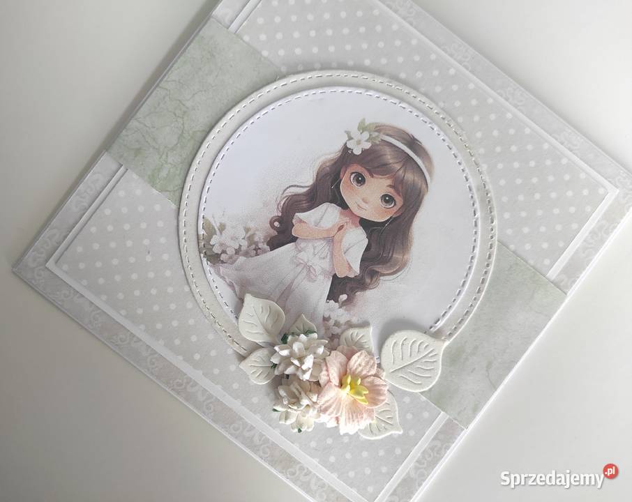 Kartka ręcznie robiona Komunia Święta handmade Łódź