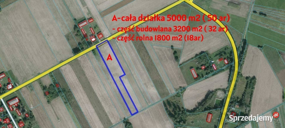 Działka rolnobudowalana Brzostówka g Serniki 50a