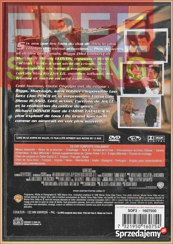 LArme fatale 4 1998 DVD Lethal Weapon 4 1 płyta Krynica-Zdrój