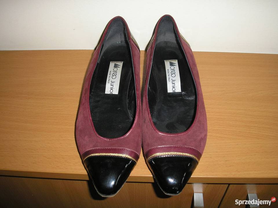 Czółenka skóra naturalna 39 25 Mareo junior czerwony