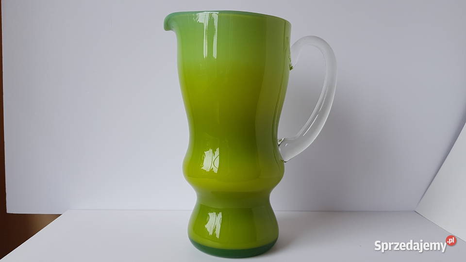 Duży stary dzban dzbanek kolorowe szkło PRL Porcelana i szkło