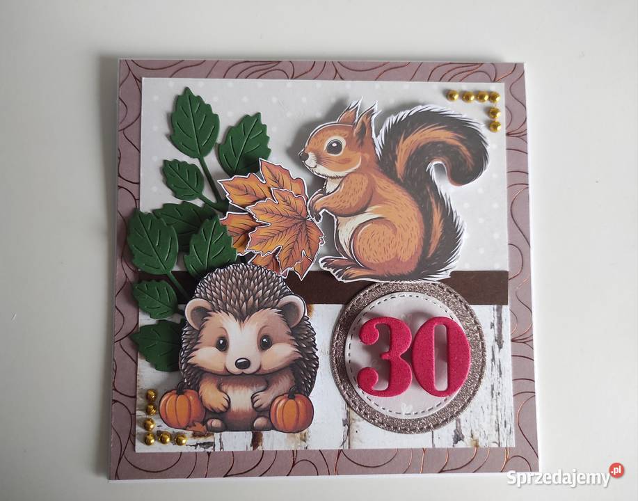 Kartka urodzinowa jesienna ręcznie robiona z Rękodzieło łódzkie Łódź