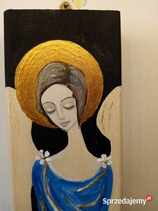 anioły malowane na desce Toruń