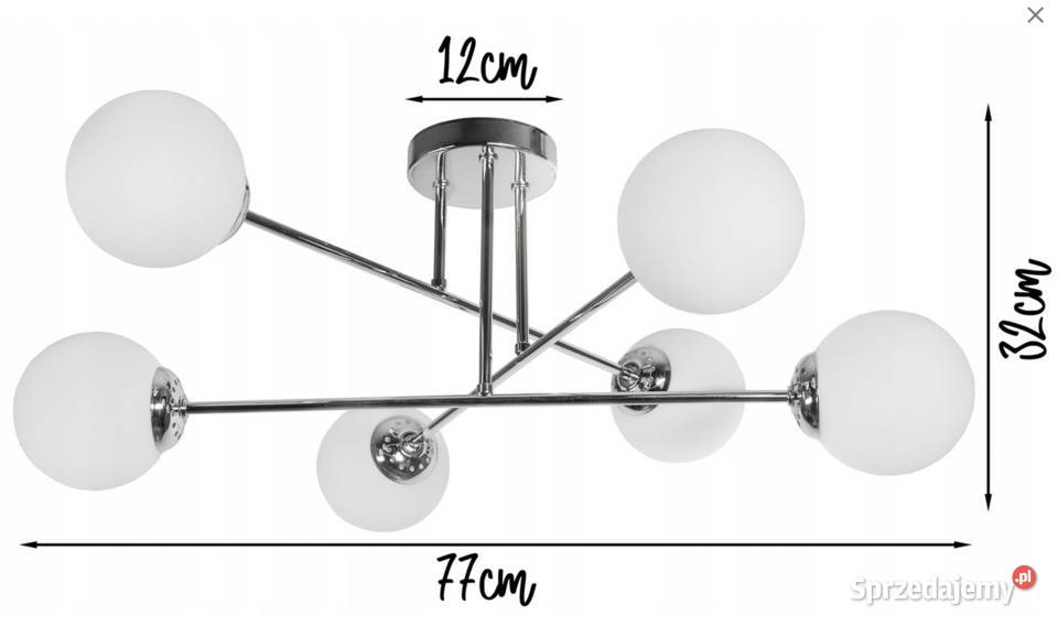 LAMPA WISZĄCA SUFITOWA ŻYRANDOL CHROM KULE 6 KUL Choroszcz