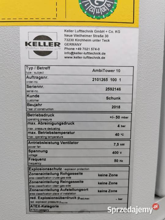 Odciąg dymu z haliwieża wentylacyjnaKELLER Produkcja Biznes i Przemysł Zdziechowice