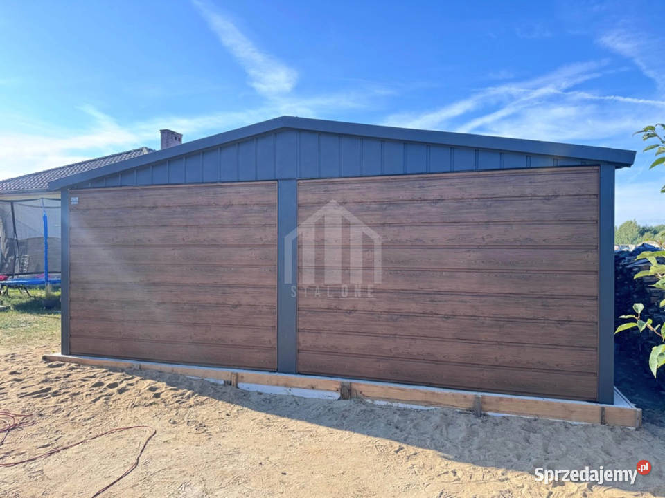 Garaż blaszany 6x58m 2x brama uchylna drzwi