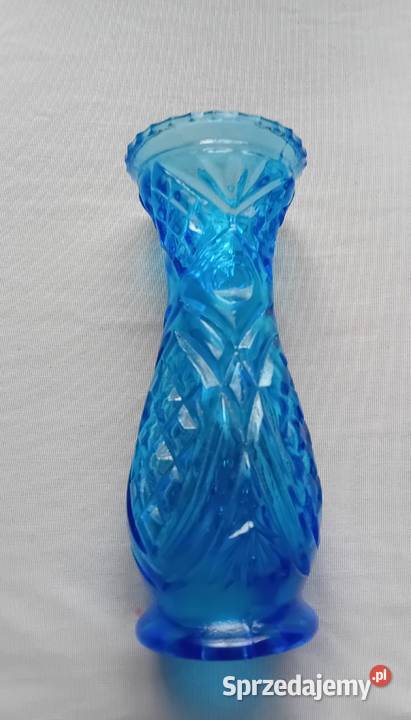 Niebieski wazon Rossini Empoli wzór Blue Diamnd Porcelana i szkło Koźminek