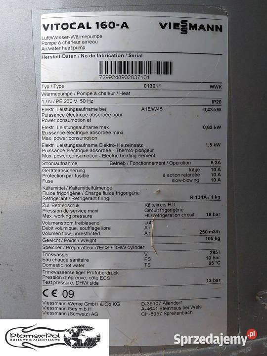 Pompa ciepła do CWU Viessmann Vitocal 160A 285L Radomsko