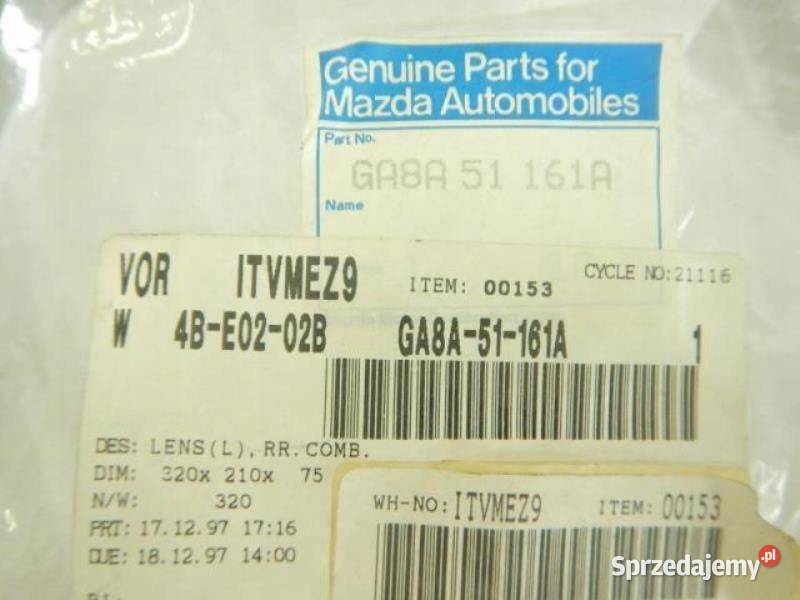 KLOSZ LAMPY LEWY TYŁ MAZDA 626 9112 ORYGINAŁ