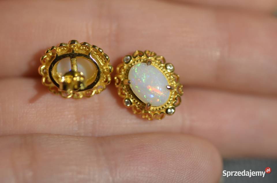 Kolczyki z naturalnymi opalami brazylijskimi Warszawa sprzedam