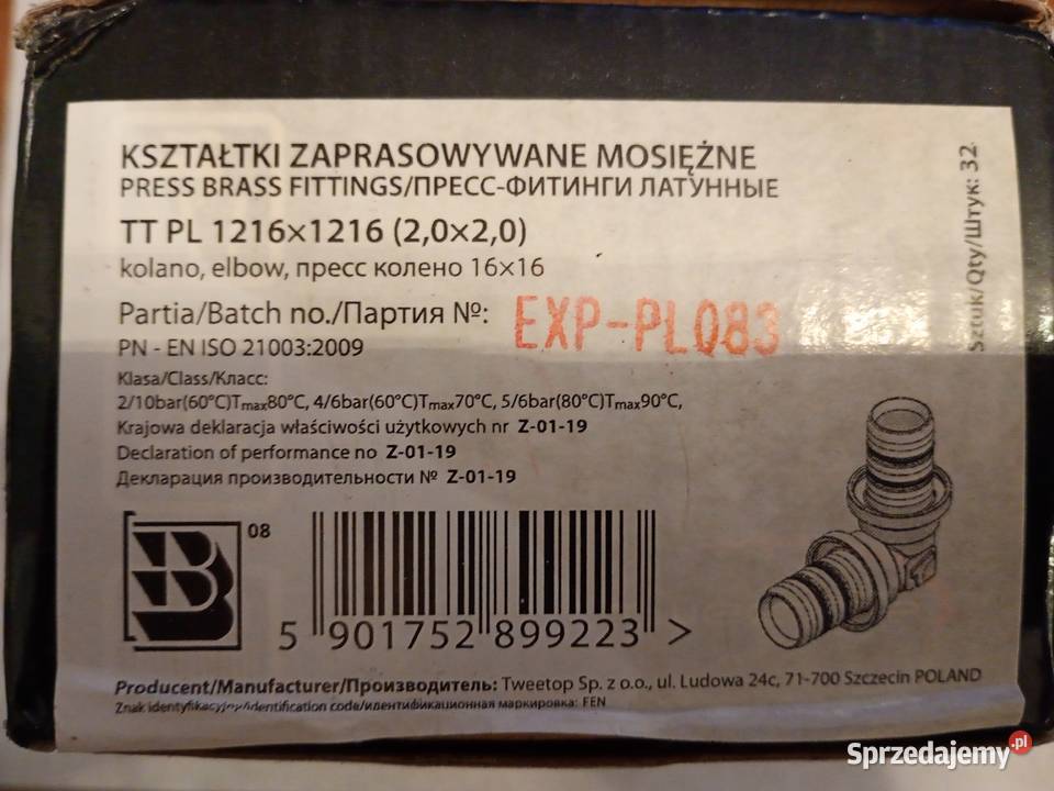 Złączka mosiężna pex kolano 16x16 Rury i kształtki Pabianice