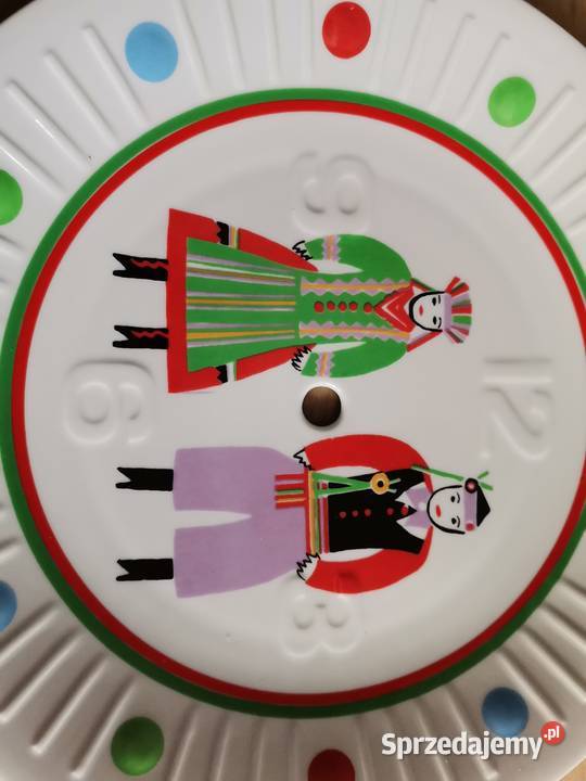 Stary wiszący zegar porcelanowy talerz tarcza Porcelana i szkło Katowice