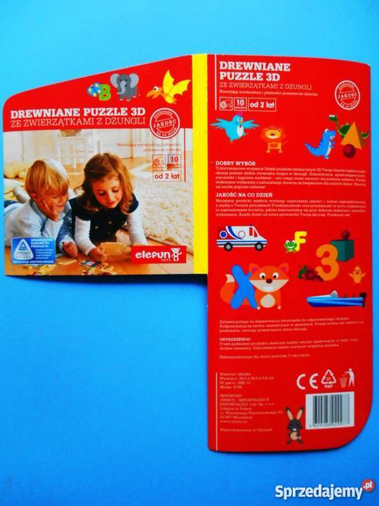 PUZZLE drewniane 3D dżungla wiek 2 Warszawa