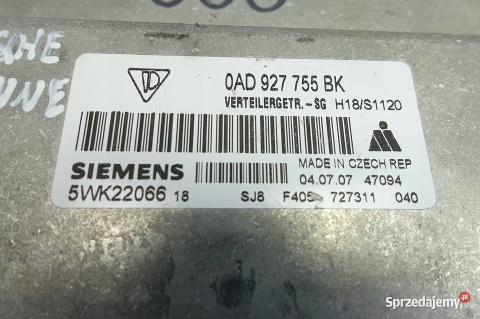 Porsche Cayenne KOMPUTER SKRZYNI 0AD927755BK Pozostałe Rudka