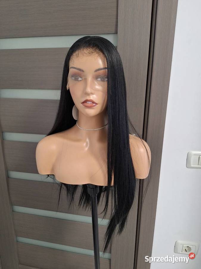 Czarny długi koronkowy peruk Malbork