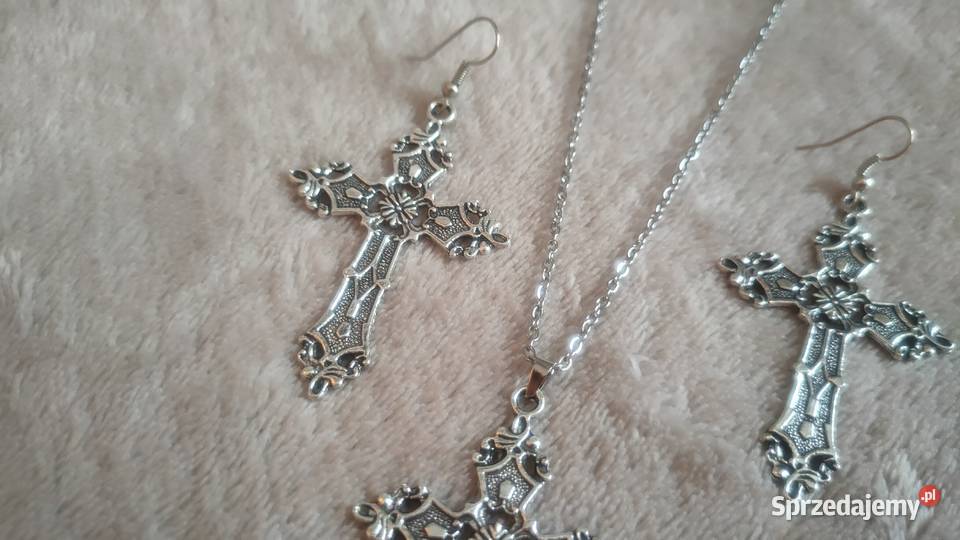 Wisior naszyjnik kolczyki z krzyżami krzyż goth Tarnowskie Góry