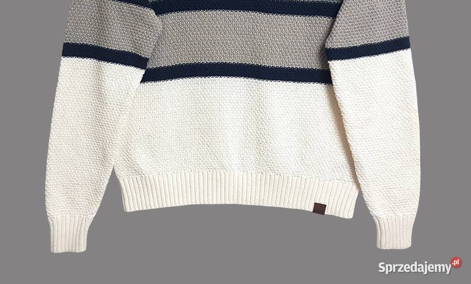 Damski bawełniany swetergolf w paski z długim