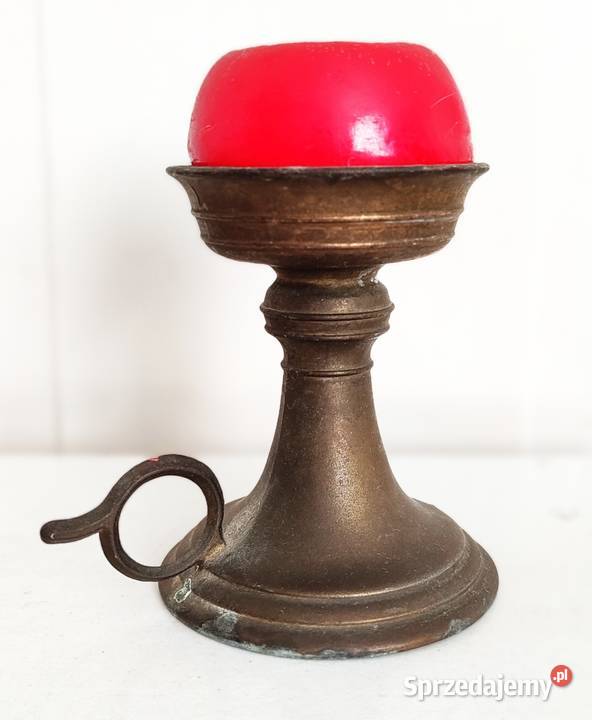 stary świecznik kaganek mosiężny Gdańsk