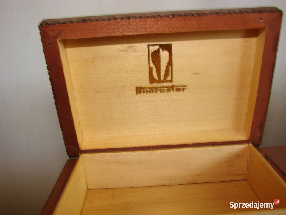 pudełko na karty drewniane PRL Pruszcz Gdański