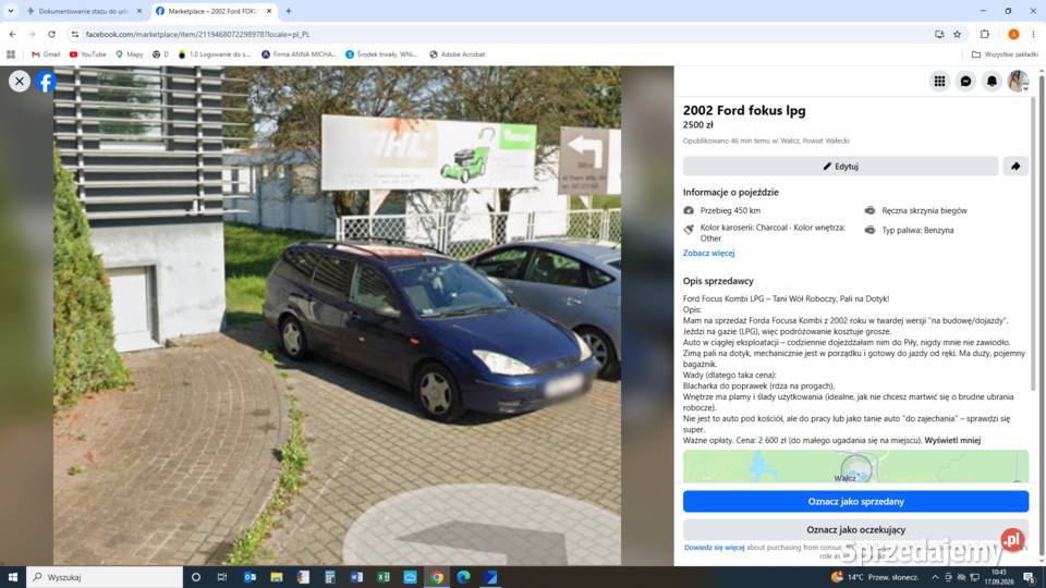 FORD FOKUS 2002 LPG Focus Wałcz