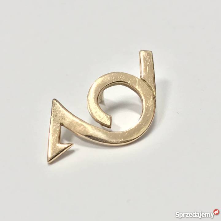 Złota SPINKA 14K do marynarki trąbka POCZTA Warszawa