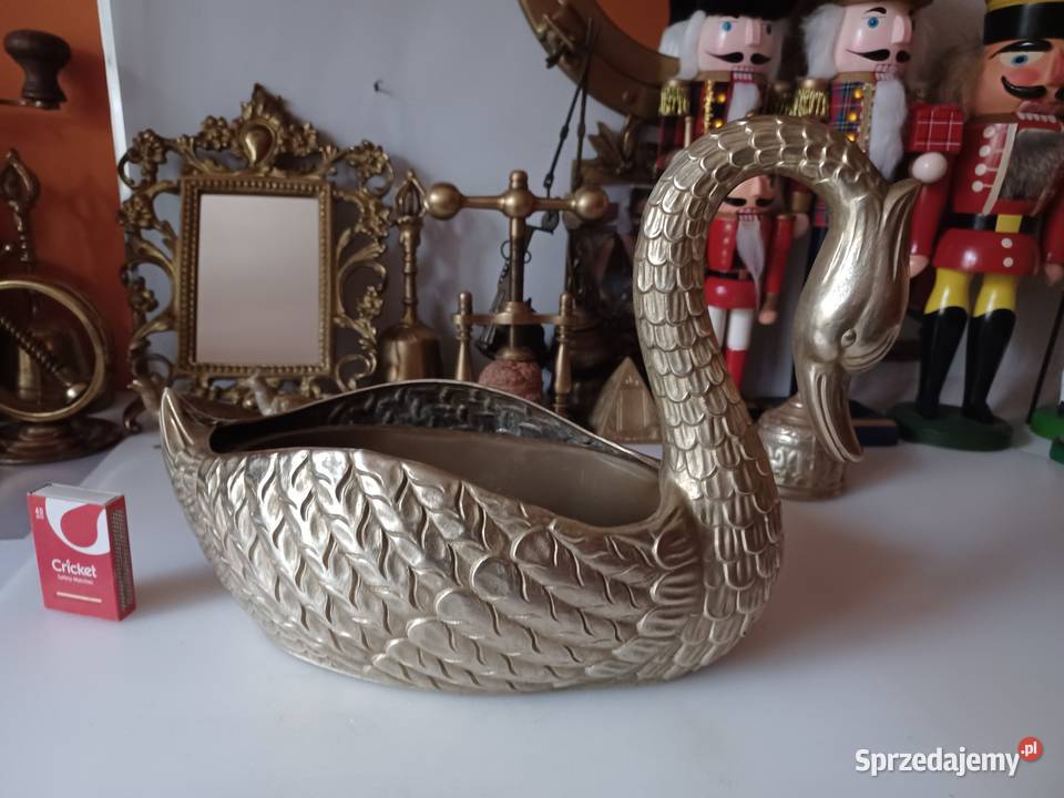 Mosiężna żardiniera łabędź sprzedam