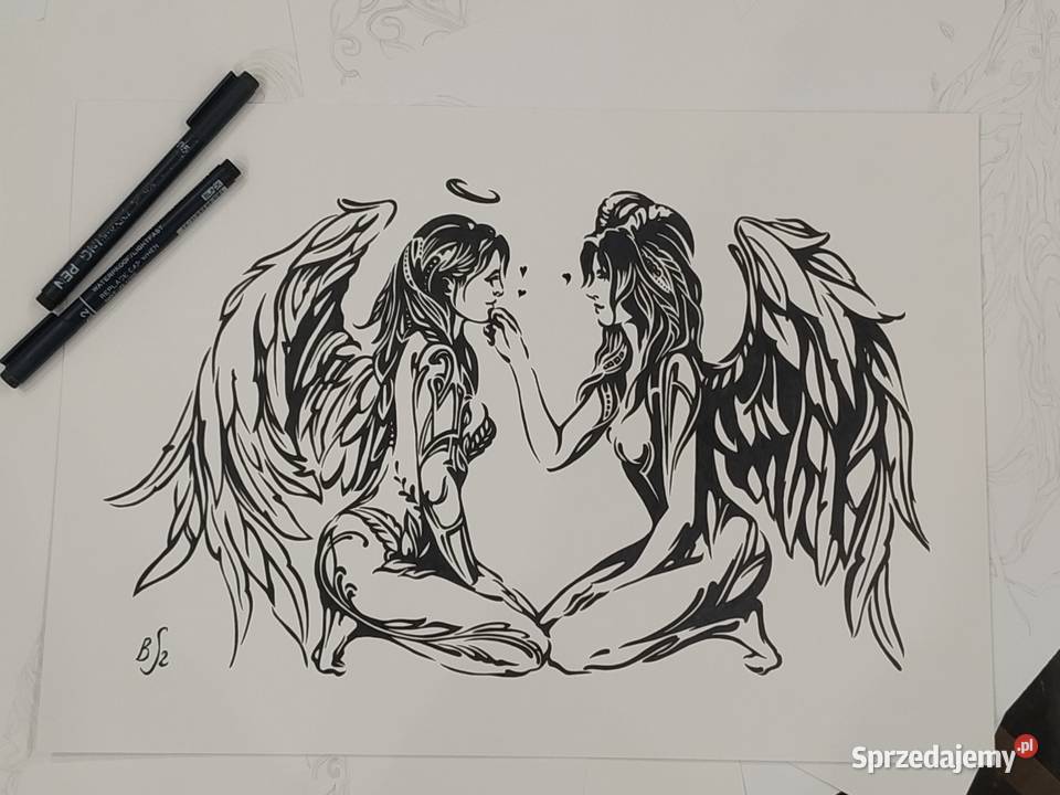 Rysunek miłość cienkopis blok tech A3 250 gm2 mazowieckie Warszawa