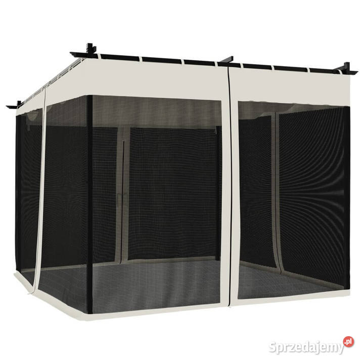 Altanka ze ścianami z siatki kremowa 3x3 m stal