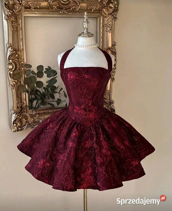 Bordowa sukienka wieczorowa opolskie Olesno