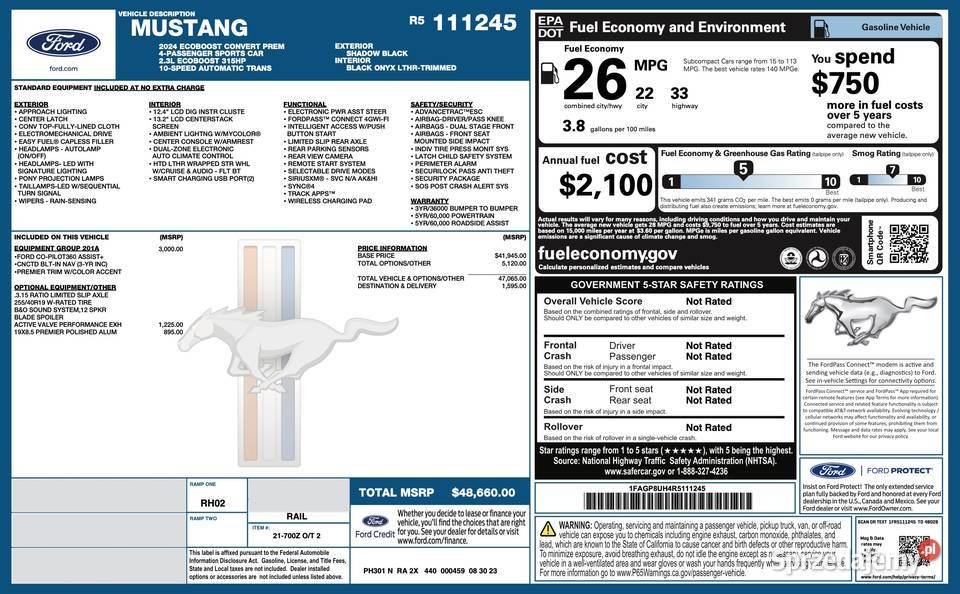 2024 Ford Mustang 23 EB Premium Kabriolet Mustang Konin