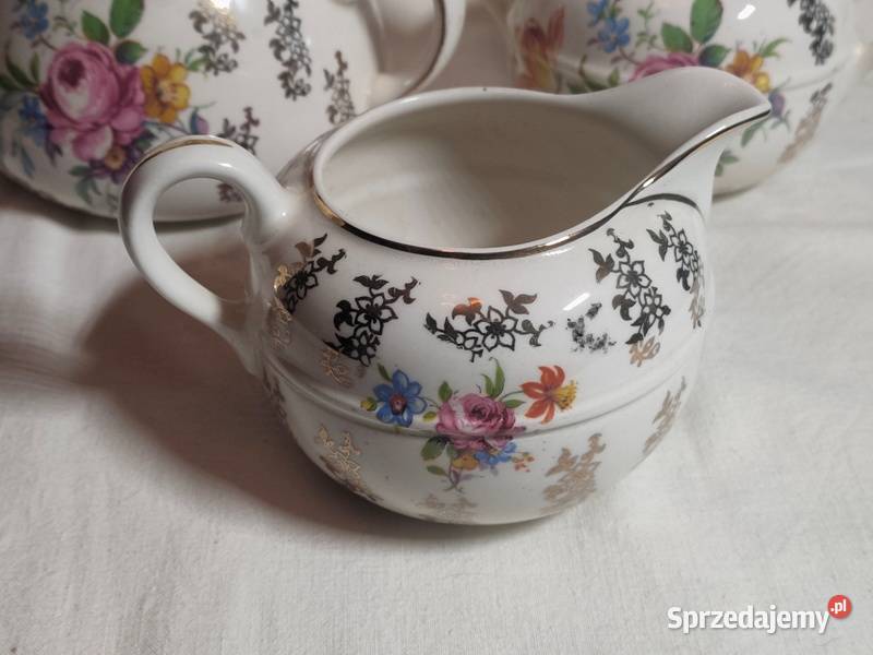 Stary angielski zestaw czajnik mlecznik