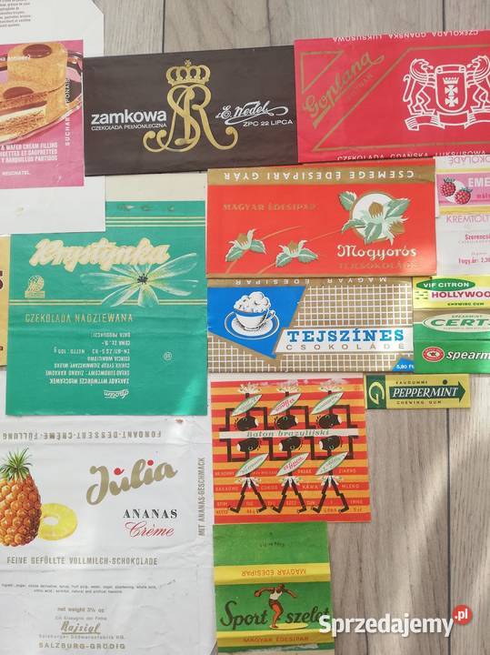 Opakowania czekolad i gum do żucia lata 6070 Pozostałe Wronki
