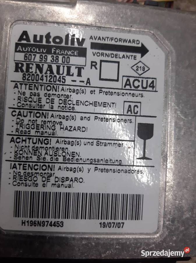 Sterownik Sensor Modul Airbag Poduszek Scenic II Układ elektryczny Częstochowa