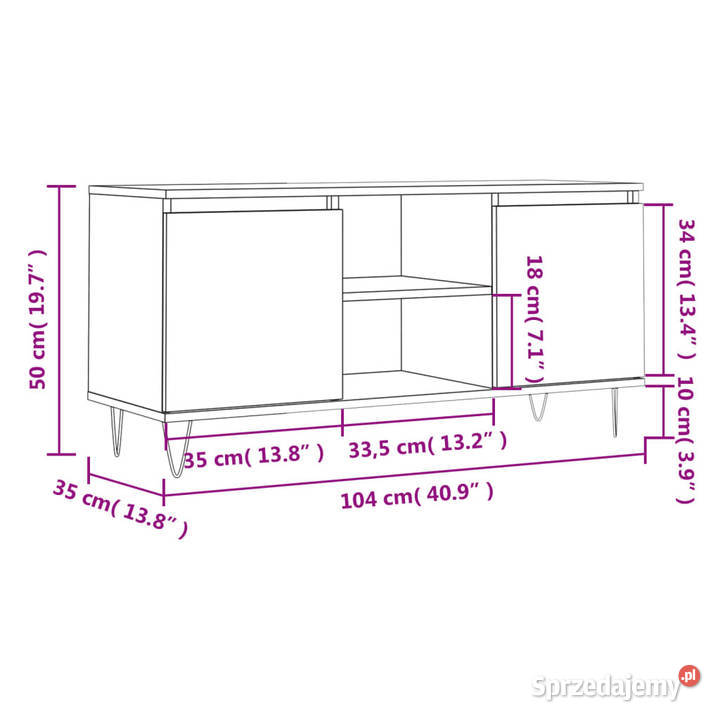 Szafka pod telewizor szary dąb sonoma 104x35x50 Warszawa