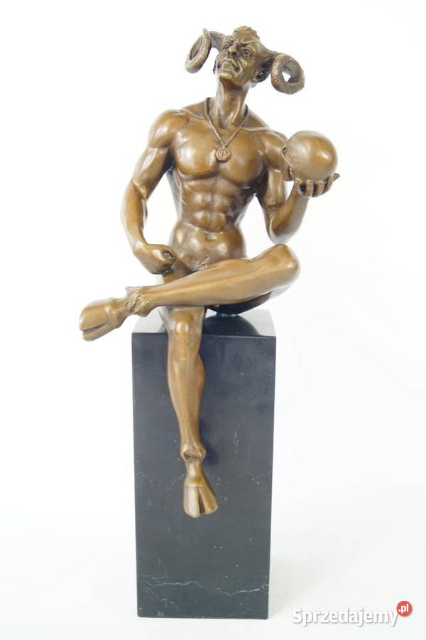 Figura z brązu rzeźba Lucyfer z czaszką Antyki, Sztuka, Kolekcje Gizałki