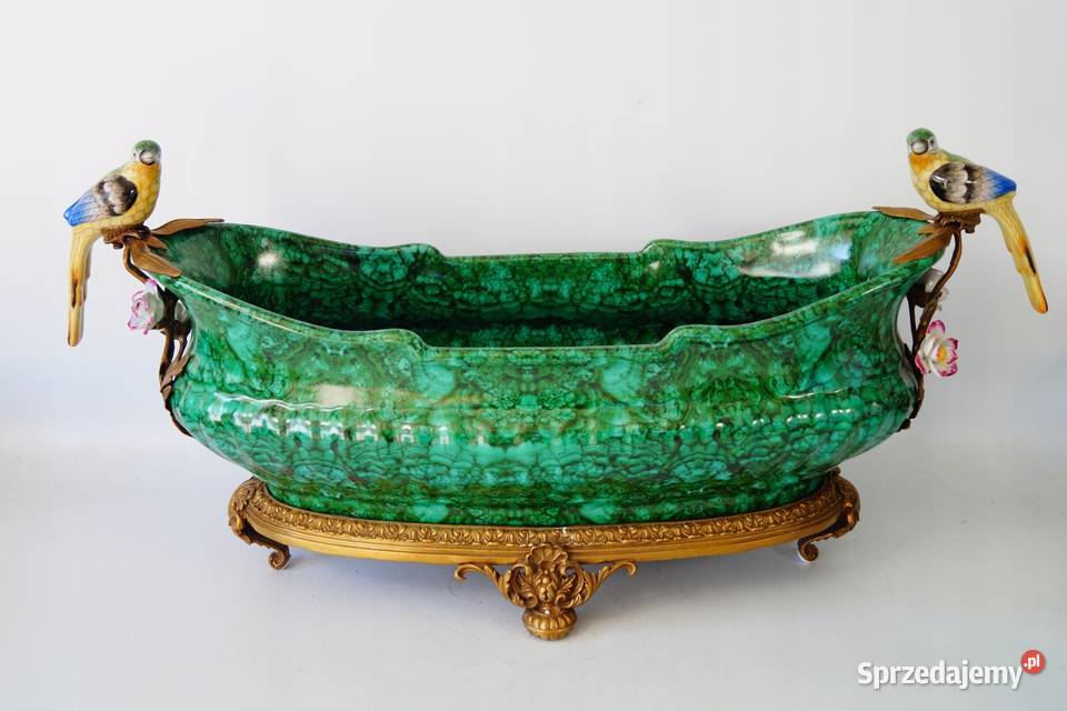 Ogromna porcelanowa patera porcelana brąz Gizałki