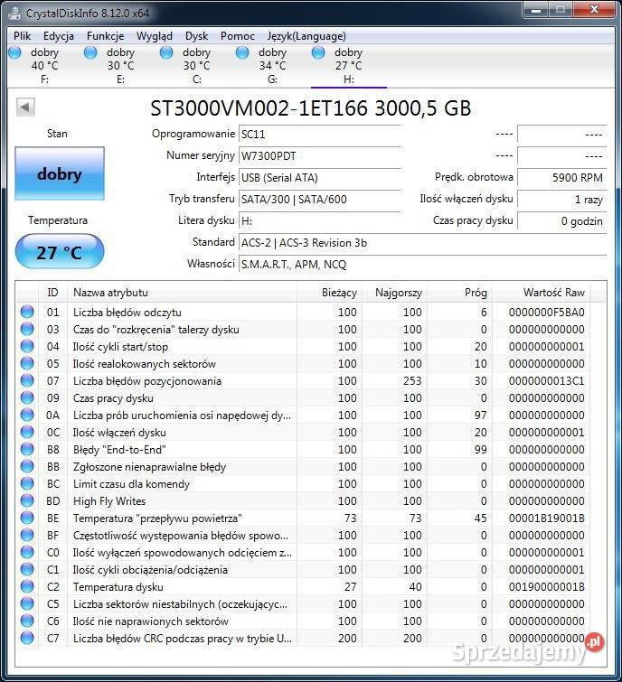 Dysk 3TB Seagate ST3000VM002 SATA III nieużywane Tomaszów Lubelski sprzedam