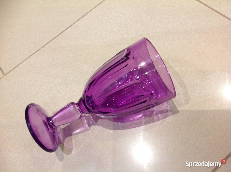 Kielichy Pucharki Szklane do Wina Wody 4 fioletowy Nowa Sól