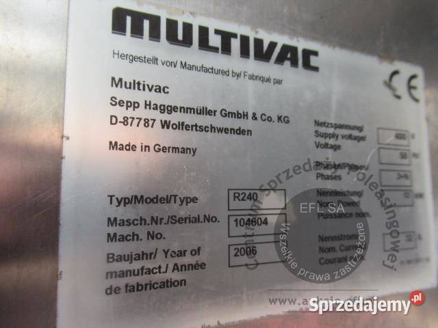 Linia pakująca Multivac z termoformierką R240 dolnośląskie Magnice sprzedam