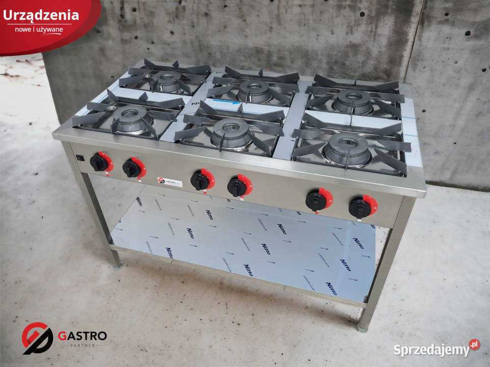 Kuchnia gazowa 6 palnikowa z półką moc 365 kW Gastronomia Ostrów Wielkopolski
