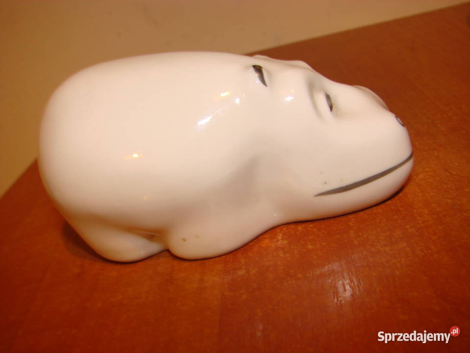Hipopotam mała biała figurka PRL Pruszcz Gdański