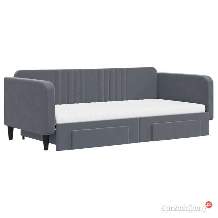 Sofa rozsuwana z szufladami ciemnoszara aksamit Warszawa sprzedam
