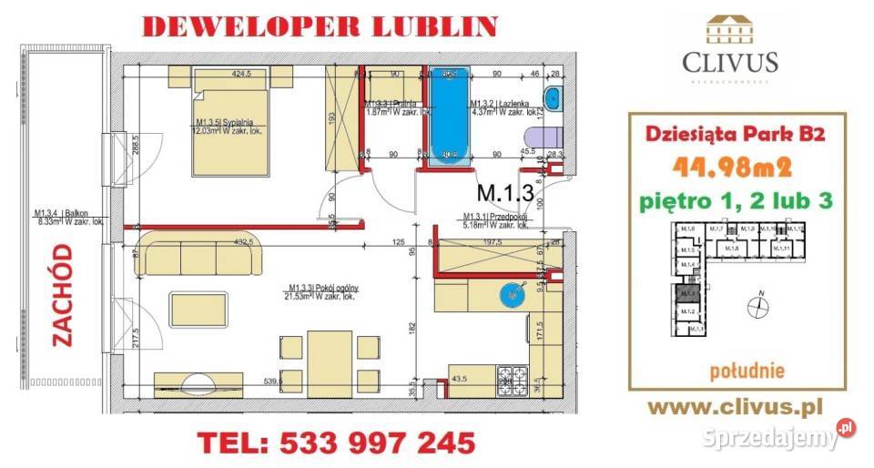 Mieszkanie 4498m2 2 pokoje Lublin