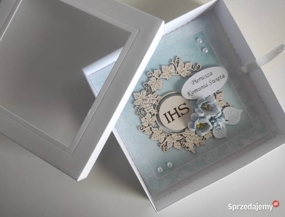 Kartka w pudełku ręcznie robiona na Pamiątkę