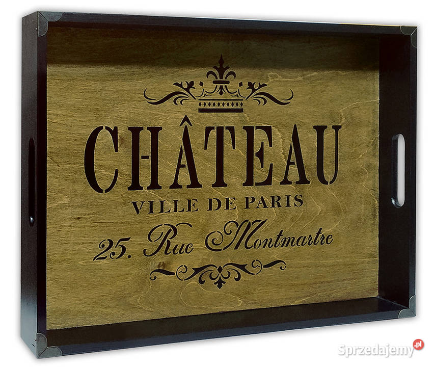 duża TACA drewniana CHATEAU Ville de Paris 40x30 Bydgoszcz